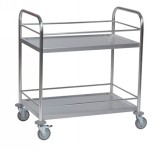 Tischwagen, Edelstahl, 2-etagig, mit Rannd