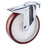 Serie 61, Bremsrolle verzinkt, Polyurethan-Räder, rot