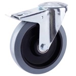 Serie 53, INOX, Bremsrolle, mit Rückenloch, Elastik-Räder