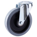 Serie 53, INOX, Lenkrolle, mit Rückenloch, Elastik-Räder
