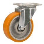 Serie 51, Lenkrolle, Polyurethan-Räder, Guss-Felge, Platte