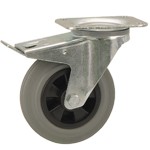 Serie 53, INOX, Bremsrolle, mit Rückenloch, Vollgummirad