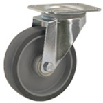 Serie 51, Lenkrolle verzinkt, Gummiplast-Räder, grau spurlos