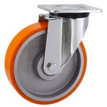 Serie 70, Lenkrolle, Polyurethan-Rad, 90° Shore A, Guss-Fe