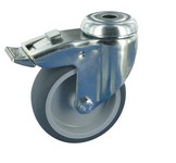 Serie 23, Bremsrolle INOX, Gummiplast-Rad, Gleitlager