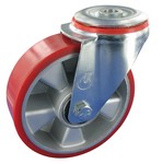 Serie 61, Lenkrolle, Elastik-PU-Rad, 75° Shore A, Alu-Felge