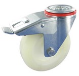 Serie 61, Bremsrolle, Elastik-PU-Räder, weiss, 80° Shore A