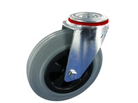 Serie 61, Lenkrolle, Stahl verzinkit, Vollgummi grau, Pa-Fe