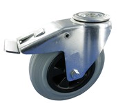 Serie 61, Bremsrolle, Stahl verzinkt, Vollgummi grau, PA-Fe
