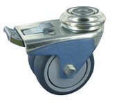 Serie 24, Bremsrolle verzinkt, Gummiplast-Rad, Kugellager