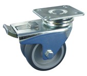 Serie 24, Bremsrolle verzinkt, Gummiplast-Räder, Gleitlager