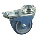 Serie 24, Bremsrolle verzinkt, Gummiplast-Räder, Gleitlager