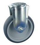 Serie 31, Bockrolle verzinkt, Gummiplast-Rad, Gleitlager