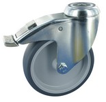 Serie 31, Bremsrolle verzinkt, Gummiplast-Rad, Gleitlager