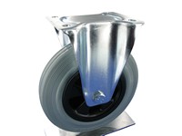Serie 61, Bockrolle, Stahl verzinkt, Vollgummi grau, PA-Fe