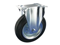 Serie 61, Bockrolle, Stahl verzinkt, Vollgummi-Räder schwarz