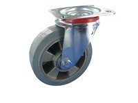 Serie 61, Lenkrolle, Elastik-Vollgummi, 70° Shore A, Alu-Fe