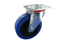 Serie 61, Lenkrolle, Stahl verzinkt, Elastik-Räder, blau spl