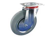 Serie 61, Lenkrolle, Vollgummi grau, Fadenschutz Metall