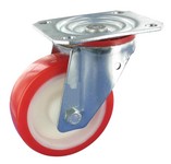 Serie 61, Lenkrolle, Stahl verzinkt, Polyurethan-Räder