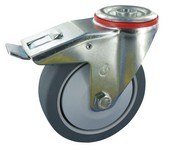 Serie 61, Bremsrolle, Stahl verzinkt, Gummiplast-Räder