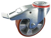 Serie 61, Bremsrolle, Stahl verzinkt, PU-Räder, Alu-Felge