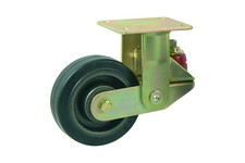 Serie 97, Bockrolle gefedert, Elastik-Vollgummi, Guss-Felge