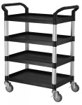 Kunststoff-Etagenwagen, mit 4 Ladeflächen, schwarz